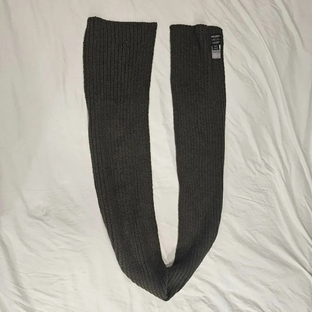 Filson 100% Virgin Wool Scarf Hand Woven Ink Green Brown Made in Ireland SOFT!